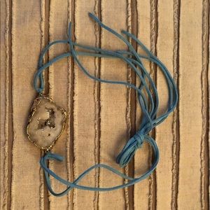 Stone and blue leather wrap croaker